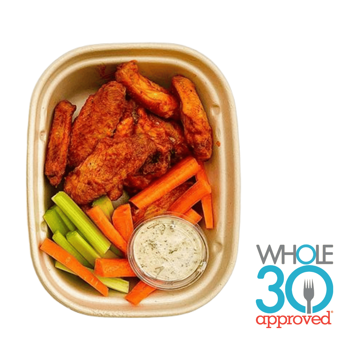 Buffalo Wings w Paleo Ranch + Carrots